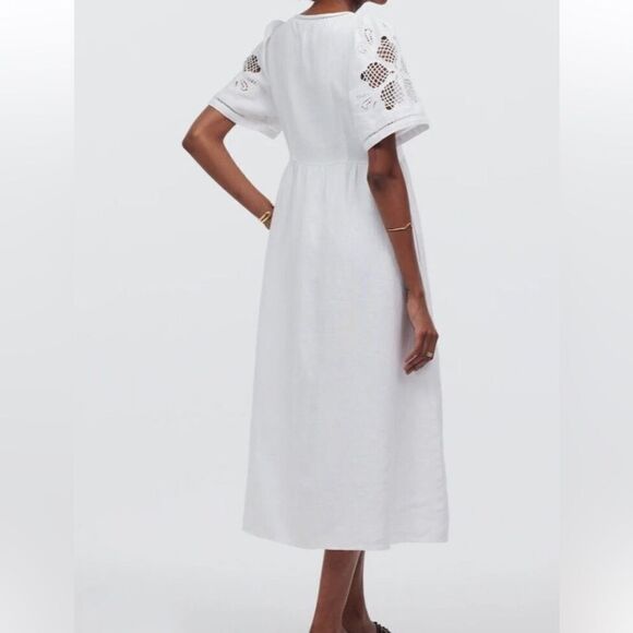 NWT Madewell Cassie Button Front Midi Dress Linen XS - Picture 3 of 11